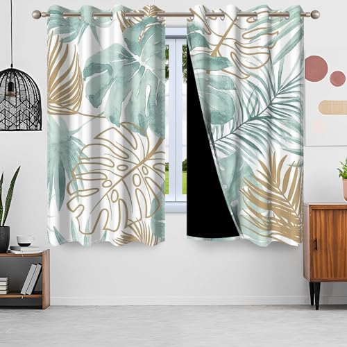 Gardinen Palmenblätter, Uiiooazy Vorhang Tropische Pflanzen Grün Gold Monstera Blatt Blickdicht Vorhänge Polyester Gardinen mit Ösen Verdunklungsvorhänge für Wohnzimmer Schlazimmer, 2 Stück, 140x200cm Gardinen Palmenblätter, Uiiooazy Vorhang Tropische Pflanzen Grün Gold Monstera Blatt Blickdicht Vorhänge Polyester Gardinen mit Ösen Verdunklungsvorhänge für Wohnzimmer Schlazimmer, 2 Stück, 140x200cm von Uiiooazy