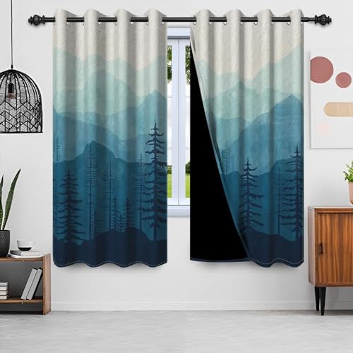 Uiiooazy Gardinen Blau, Vorhänge Abstrakt Waldmotiv Berg Landschaft Gardinen Blickdicht Thermovorhang Polyester Thermogardinen Verdunklungsvorhänge mit Ösen für Wohnzimmer Schlafzimmer, 140x175cm Uiiooazy Gardinen Blau, Vorhänge Abstrakt Waldmotiv Berg Landschaft Gardinen Blickdicht Thermovorhang Polyester Thermogardinen Verdunklungsvorhänge mit Ösen für Wohnzimmer Schlafzimmer, 140x175cm von Uiiooazy
