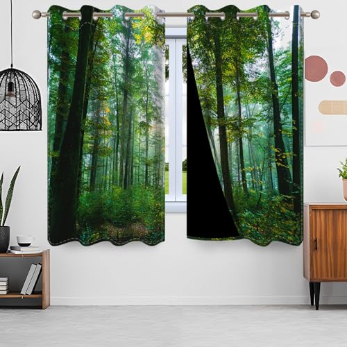 Uiiooazy Gardinen Wald, Vorhänge Grün Blätter Pflanzen Baum Motiv Thermovorhang Polyester Schattierungsvorhänge Verdunkelungsvorhänge mit Ösen für Schlafzimmer Wohnzimmer Kinderzimmer, 140x200cm Uiiooazy Gardinen Wald, Vorhänge Grün Blätter Pflanzen Baum Motiv Thermovorhang Polyester Schattierungsvorhänge Verdunkelungsvorhänge mit Ösen für Schlafzimmer Wohnzimmer Kinderzimmer, 140x200cm von Uiiooazy
