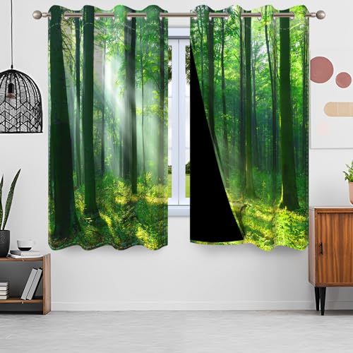 Uiiooazy Gardinen Wald, Vorhänge Grün Blätter Wälder Sonnenlicht Druck Schattierungsvorhänge Thermovorhang Polyester Verdunkelungsvorhänge mit Ösen für Schlafzimmer Wohnzimmer Kinderzimmer, 140x260cm Uiiooazy Gardinen Wald, Vorhänge Grün Blätter Wälder Sonnenlicht Druck Schattierungsvorhänge Thermovorhang Polyester Verdunkelungsvorhänge mit Ösen für Schlafzimmer Wohnzimmer Kinderzimmer, 140x260cm von Uiiooazy