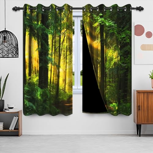 Uiiooazy Gardinen Waldmotiv, Vorhänge Grün Blätter Naturel Landschaft Gardinen Blickdicht Thermovorhang Polyester Thermogardinen Verdunklungsvorhänge mit Ösen für Wohnzimmer Schlafzimmer 135x215cm Uiiooazy Gardinen Waldmotiv, Vorhänge Grün Blätter Naturel Landschaft Gardinen Blickdicht Thermovorhang Polyester Thermogardinen Verdunklungsvorhänge mit Ösen für Wohnzimmer Schlafzimmer 135x215cm von Uiiooazy
