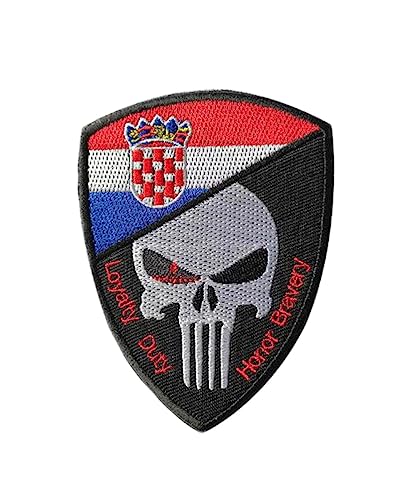 Uijokdef 1 PCS Schädel und Kroatien Flagge Patches Haken und Schleife Verschluss Bestickt Taktische Militär National Kroatien Patch (Kroatien) von Uijokdef