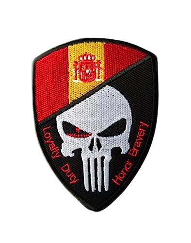 Uijokdef 1 PCS Schädel und Spanien Flagge Patches Haken und Schleife Verschluss Bestickt Taktische Militär National Spanien Patch (Spanien) von Uijokdef