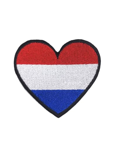 Uijokdef 1 x Aufnäher in Herzform und multinationaler Flagge, zum Aufbügeln oder Aufnähen, bestickt, taktisch, Militär, Nationalflagge (Niederlande) von Uijokdef