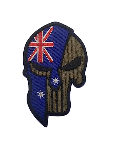 Uijokdef 1 x Aufnäher mit Totenkopf- und Australien-Flagge, bestickt, taktischer Militär-Aufnäher (Australien) von Uijokdef