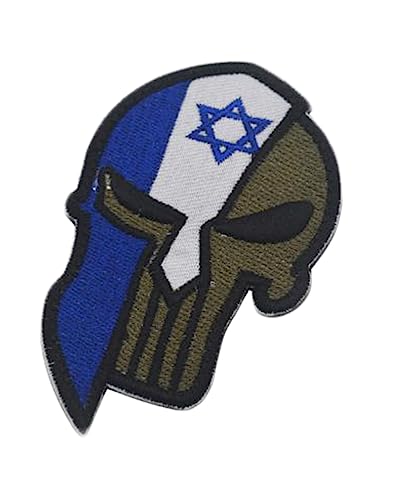 Uijokdef 1 x Aufnäher mit Totenkopf und Israel-Flagge, zum Aufbügeln oder Aufnähen, bestickt, taktisch, Militär, National, Israel (Israel) von Uijokdef