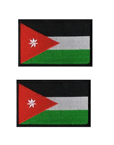 Uijokdef 2 Stück Jordanien-Flaggen-Aufnäher mit Klettverschluss, bestickt, taktisch, militärisch, national, Jordanien (Jordanien) von Uijokdef