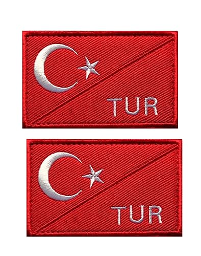 Uijokdef 2 Stück Türkei-Flaggen-Patches mit Klettverschluss bestickt taktisch militärisch nationale Türkei Patch (Türkei) von Uijokdef