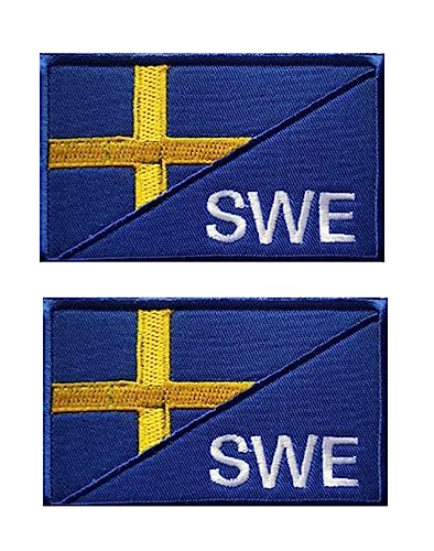Uijokdef Aufnäher mit Schweden-Flagge, Klettverschluss, bestickt, taktisch, Militär, National, Schweden, 2 Stück von Uijokdef