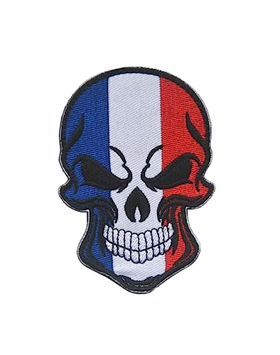 Uijokdef Aufnäher mit Totenkopf und Frankreich-Flagge, bestickt, taktisch, Militär, National, Frankreich, 1 Stück von Uijokdef