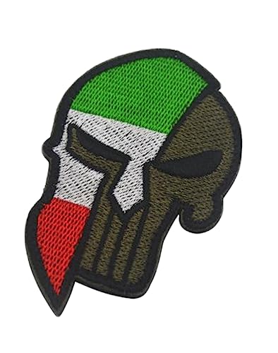 Uijokdef Aufnäher mit Totenkopf und Italien-Flagge, bestickt, taktisch, Militär, National, Italien, 1 Stück von Uijokdef