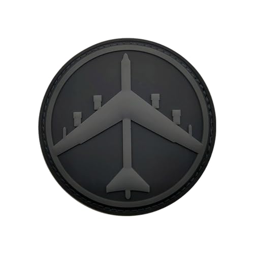 Uijokdef B-52 Bomber-Flugzeug-Patch, schwarz und grau, Militär-Stil, Hakenverschluss, 9,5 x 9,5 cm, runder taktischer Patch (grau) von Uijokdef