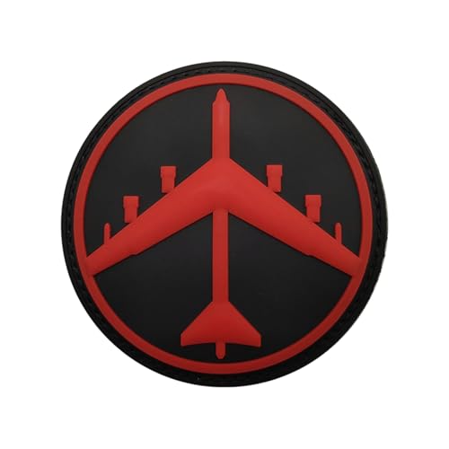Uijokdef B-52 Bomber-Flugzeug-Patch, schwarz und grau, Militär-Stil, Hakenverschluss, 9,5 x 9,5 cm, runder taktischer Patch (rot) von Uijokdef