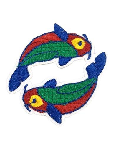 Uijokdef Uijokdef 1 Stück dekorative Sternbild-Aufnäher zum Aufbügeln, bestickte Aufnäher, DIY-Nähzubehör, Sternzeichen-Design-Set (Fische) von Uijokdef