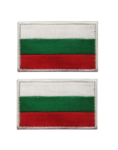 Uijokdef Uijokdef Aufnäher mit Bulgarien-Flagge, Klettverschluss, bestickt, taktisch, Militär, National, Bulgarien, 2 Stück von Uijokdef