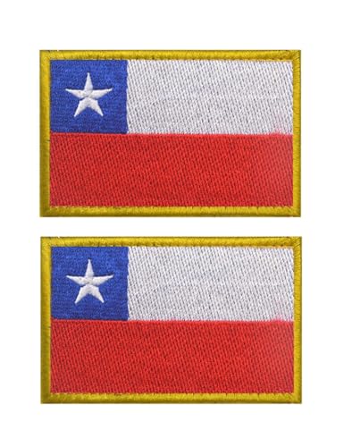 Uijokdef Uijokdef Aufnäher mit Chili-Flagge, Klettverschluss, bestickt, taktisch, Militär, Nationalflagge Chile, 2 Stück von Uijokdef