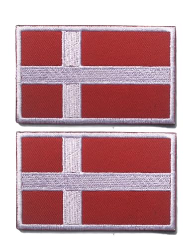 Uijokdef Uijokdef Aufnäher mit Dänemark-Flagge, Klettverschluss, bestickt, taktisch, Militär, National, Dänemark, 2 Stück von Uijokdef
