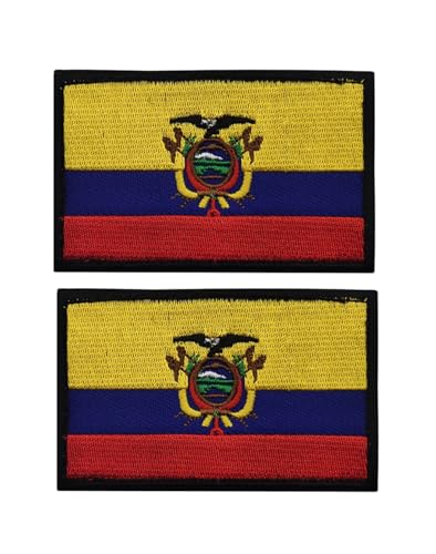 Uijokdef Uijokdef Aufnäher mit Ecuador-Flagge, Klettverschluss, bestickt, taktisch, Militär, National, Ecuador, 2 Stück von Uijokdef