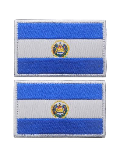 Uijokdef Uijokdef Aufnäher mit El Salvador-Flagge, Klettverschluss, bestickt, taktisch, Militär, El Salvador, 2 Stück von Uijokdef