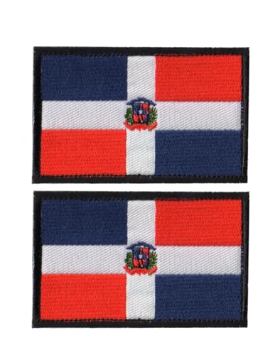 Uijokdef Uijokdef Aufnäher mit Flagge der Dominikanischen Republik, Klettverschluss, bestickt, taktisch, Militär, Nationalflagge der Dominikanischen Republik, 2 Stück von Uijokdef