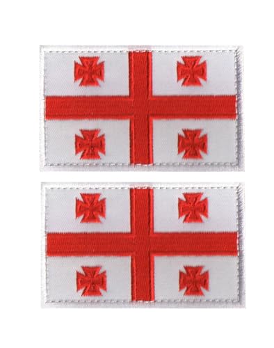 Uijokdef Uijokdef Aufnäher mit Georgien-Flagge, Klettverschluss, bestickt, taktisch, Militär, Nationalgeorgien, 2 Stück von Uijokdef