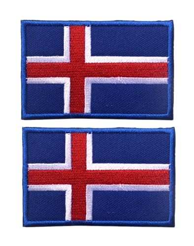Uijokdef Uijokdef Aufnäher mit Island-Flagge, Klettverschluss, bestickt, taktisch, Militär, Island, 2 Stück von Uijokdef
