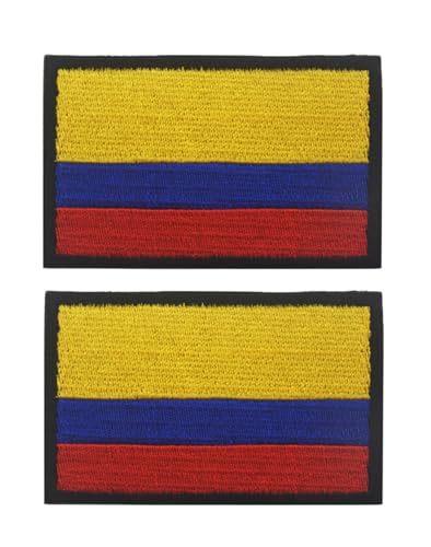 Uijokdef Uijokdef Aufnäher mit Kolumbien-Flagge, Klettverschluss, bestickt, taktisch, Militär, Kolumbien, 2 Stück von Uijokdef