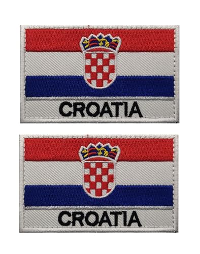 Uijokdef Uijokdef Aufnäher mit Kroatien-Flagge, Klettverschluss, bestickt, taktisch, Militär, National, Kroatien, 2 Stück von Uijokdef
