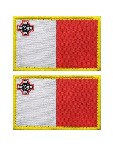 Uijokdef Uijokdef Aufnäher mit Malta-Flagge, Klettverschluss, bestickt, taktisch, Militär, Malta, 2 Stück von Uijokdef