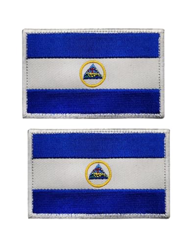 Uijokdef Uijokdef Aufnäher mit Nicaragua-Flagge, Klettverschluss, bestickt, taktisch, Militär, Nicaragua, 2 Stück von Uijokdef