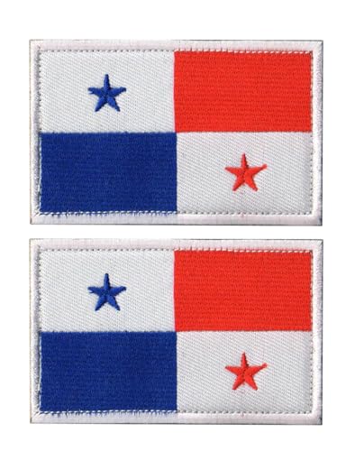 Uijokdef Uijokdef Aufnäher mit Panama-Flagge, Klettverschluss, bestickt, taktisch, Militär, Panama, 2 Stück von Uijokdef