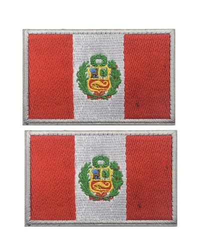 Uijokdef Uijokdef Aufnäher mit Peru-Flagge, Klettverschluss, bestickt, taktisch, Militär, National, Peru, 2 Stück von Uijokdef