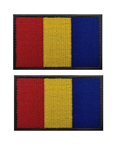 Uijokdef Uijokdef Aufnäher mit Rumänien-Flagge, Klettverschluss, bestickt, taktisch, Militär, Rumänien, 2 Stück von Uijokdef