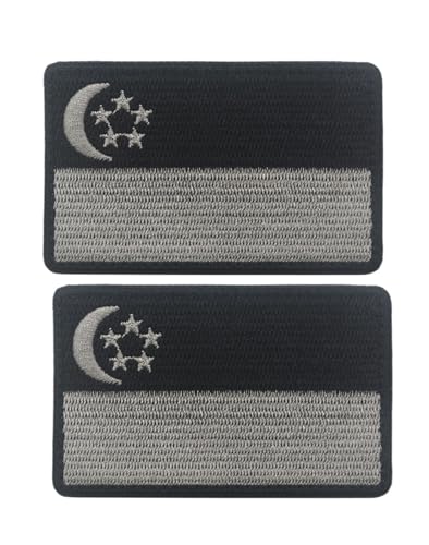 Uijokdef Uijokdef Aufnäher mit Singapur-Flagge, Klettverschluss, bestickt, taktisch, Militär, Singapur, 2 Stück von Uijokdef