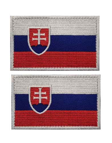Uijokdef Uijokdef Aufnäher mit Slowakei-Flagge, Klettverschluss, bestickt, taktisch, Militär, National-Slowakei, 2 Stück von Uijokdef