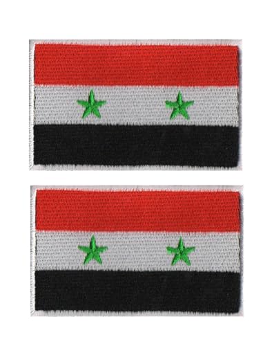Uijokdef Uijokdef Aufnäher mit Syrien-Flagge, Klettverschluss, bestickt, taktisch, Militär, National-Syrien, 2 Stück von Uijokdef