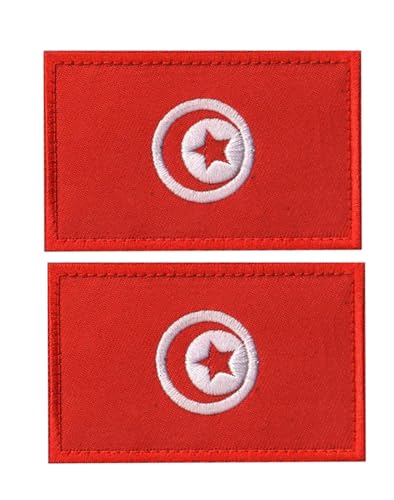 Uijokdef Uijokdef Aufnäher mit Tunesien-Flagge, Klettverschluss, bestickt, taktisch, Militär, Tunesien, 2 Stück von Uijokdef