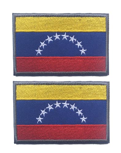 Uijokdef Uijokdef Aufnäher mit Venezuela-Flagge, Klettverschluss, bestickt, taktisch, Militär, Nationalflagge Venezuela, 2 Stück von Uijokdef