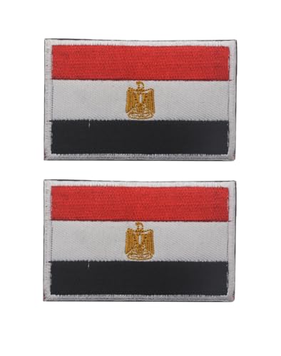 Uijokdef Uijokdef Aufnäher mit ägyptischer Flagge, Klettverschluss, bestickt, taktisch, Militär, Nationalägypten, 2 Stück von Uijokdef