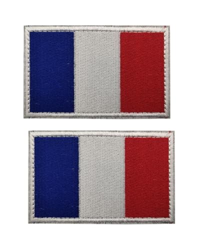 Uijokdef Uijokdef Aufnäher mit französischer Flagge, Klettverschluss, bestickt, taktisch, Militär, National, Frankreich, 2 Stück von Uijokdef