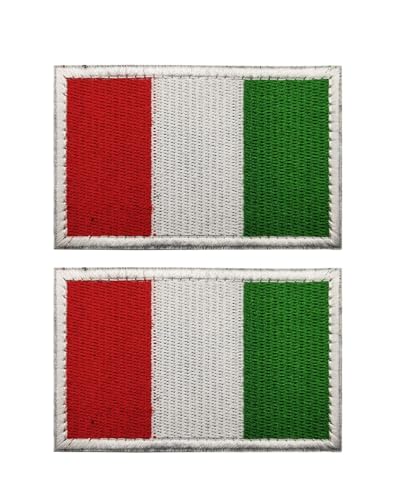 Uijokdef Uijokdef Aufnäher mit italienischer Flagge, Klettverschluss, bestickt, taktisch, Militär, National, Italien, 2 Stück von Uijokdef