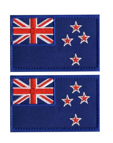 Uijokdef Uijokdef Aufnäher mit neuseeländischer Flagge, Klettverschluss, bestickt, taktisch, Militär, National, Neuseeland, 2 Stück von Uijokdef
