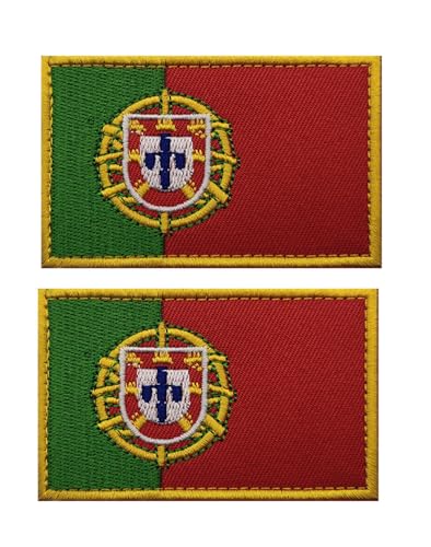 Uijokdef Uijokdef Aufnäher mit portugiesischer Flagge, Klettverschluss, bestickt, taktisch, Militär, National-Portugal, 2 Stück von Uijokdef