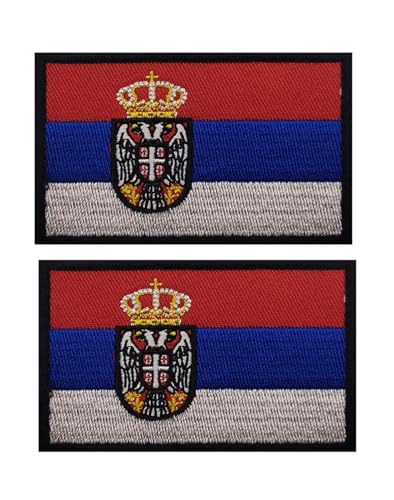 Uijokdef Uijokdef Aufnäher mit serbischer Flagge, Klettverschluss, bestickt, taktisch, Militär, National, Serbien, 2 Stück von Uijokdef