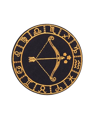 Uijokdef Uijokdef Aufnäher zum Aufbügeln, Sternbild, bestickt, Schwarz und Gold, 8 cm (Schütze) von Uijokdef
