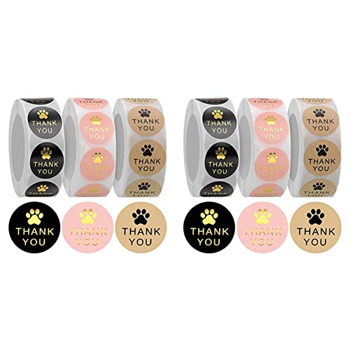 Uikdjgu 3000 Stücke Runde Kraft Pfoten Druck Danke Etiketten Aufkleber, Hundekralle Druck Etiketten, Geschenk für Versiegeln und Dekorieren von Uikdjgu