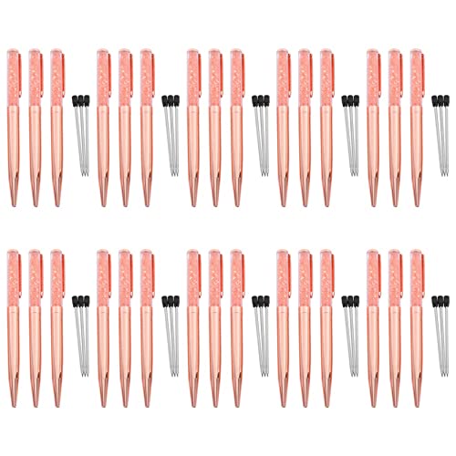 Uikdjgu Rose Gold Stift Bling Kristall Kugelschreiber Schwarzer Tintenstift mit 30 Zusaetzlichen Minen (Rose Gold 30 Pack) von Uikdjgu