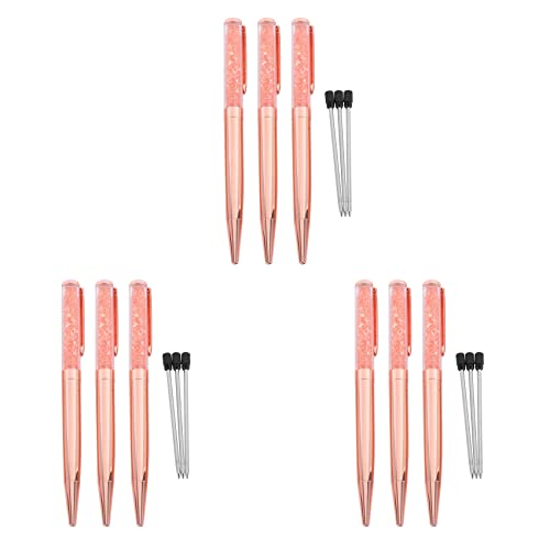 Uikdjgu Rose Gold Stift Bling Kristall Kugelschreiber Schwarzer Tintenstift mit 9 Zusaetzlichen Minen (Rose Gold 9 Pack) von Uikdjgu