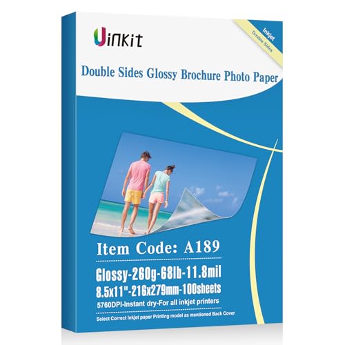 Uinkit Dickes Fotopapier, glänzend, doppelseitig, 100 Blatt, 8,5 x 11 cm, schwer, 30,8 kg, 260 g/m², Tintenstrahldrucker, beidseitig bedruckbar, 11,8 mm, A4, Großpackung, 21,6 x 28,9 cm, Postkarte, Uinkit Dickes Fotopapier, glänzend, doppelseitig, 100 Blatt, 8,5 x 11 cm, schwer, 30,8 kg, 260 g/m², Tintenstrahldrucker, beidseitig bedruckbar, 11,8 mm, A4, Großpackung, 21,6 x 28,9 cm, Postkarte, von Uinkit