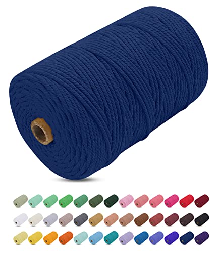 Makramee Garn Dunkelblau, Uiopa Makramee Garn 3mm x 200m Farbig Baumwollkordel Baumwollseil Geflochten Baumwollgarn Baumwollschnur, 4 Stränge Makramee-Garn für Wandbehang, Hängepflanze, DIY Boho Deko Makramee Garn Dunkelblau, Uiopa Makramee Garn 3mm x 200m Farbig Baumwollkordel Baumwollseil Geflochten Baumwollgarn Baumwollschnur, 4 Stränge Makramee-Garn für Wandbehang, Hängepflanze, DIY Boho Deko von Uiopa